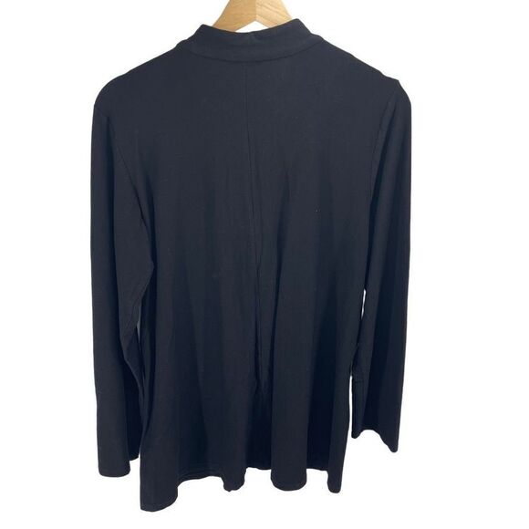 Eileen Fisher Womens Full Zip Jacket Long Sleeve Longline Black Petite Large - Picture 2 of 9